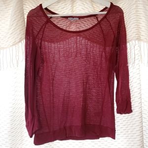 3/4 Sleeve Maroon Shirt